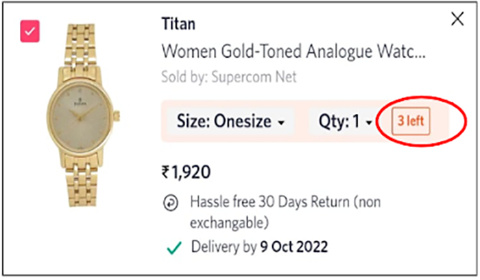 Number of Stock Left - Examples of FOMO - Copywriting Strategies