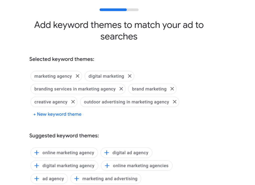 Add keyword themes to match your ad to searches, wonkrew
